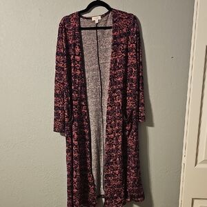 LuLaRoe Pink and Blue Knit Cardigan Sweater